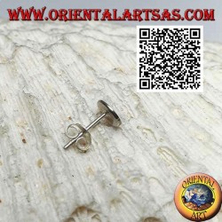 Mini boucle d'oreille en argent, ronde avec feuille de marijuana (colorée)