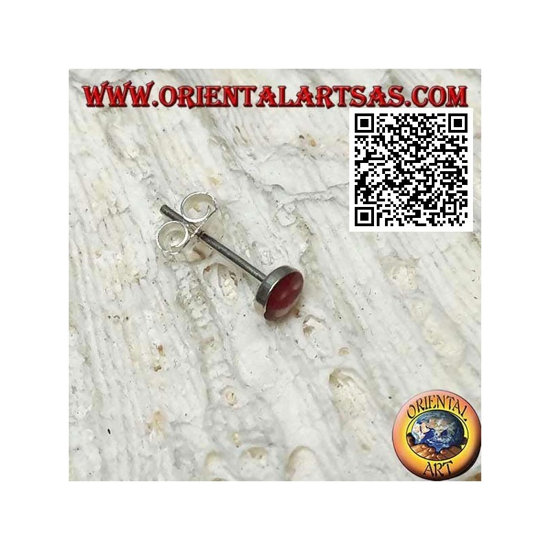 Mini pendiente de plata, redondo con sonrisa (rojo y blanco)