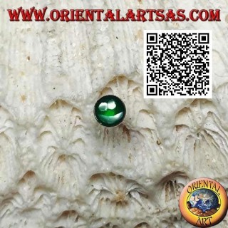 Mini orecchino d'argento, tondo con smile (verde e bianco)