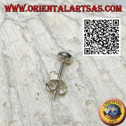 Mini boucle d'oreille en argent, ronde avec sourire (vert et blanc)