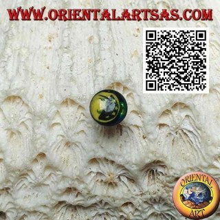 Mini boucle d'oreille en argent, visage rond avec étoiles (noir et jaune)