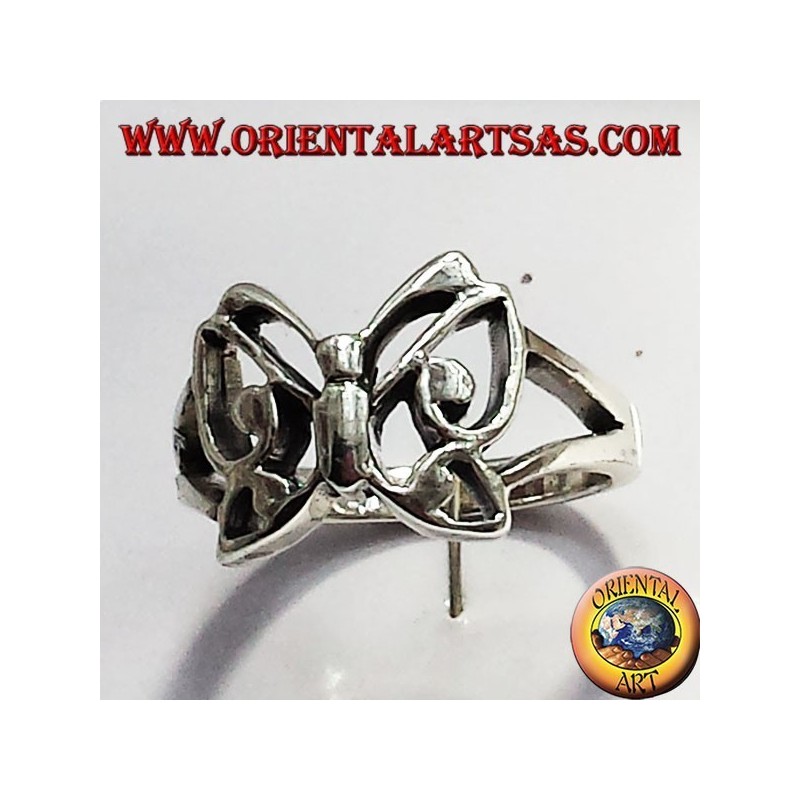 anello  farfalla, in argento