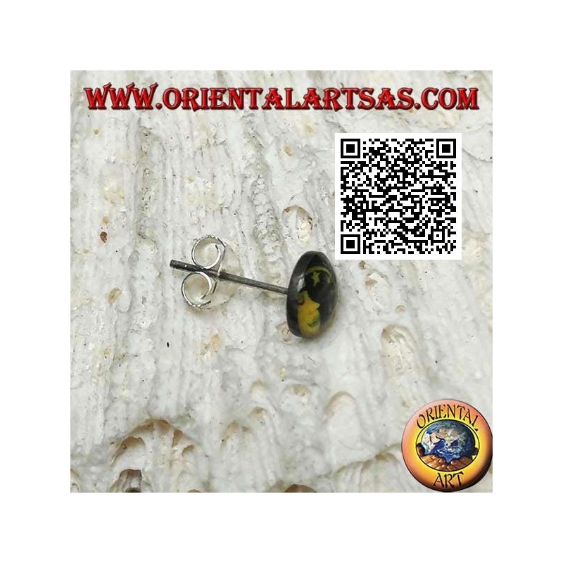 Mini orecchino d'argento, tondo volto con stelle (nero e giallo)