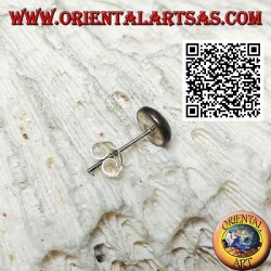 Mini silberner Ohrring, rundes Gesicht mit Sternen (schwarz und gelb)