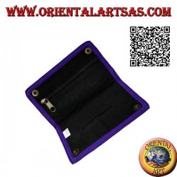 Tobacco pouch with spiral sun and internal zip, in 100% cotton and clip closure (purple)