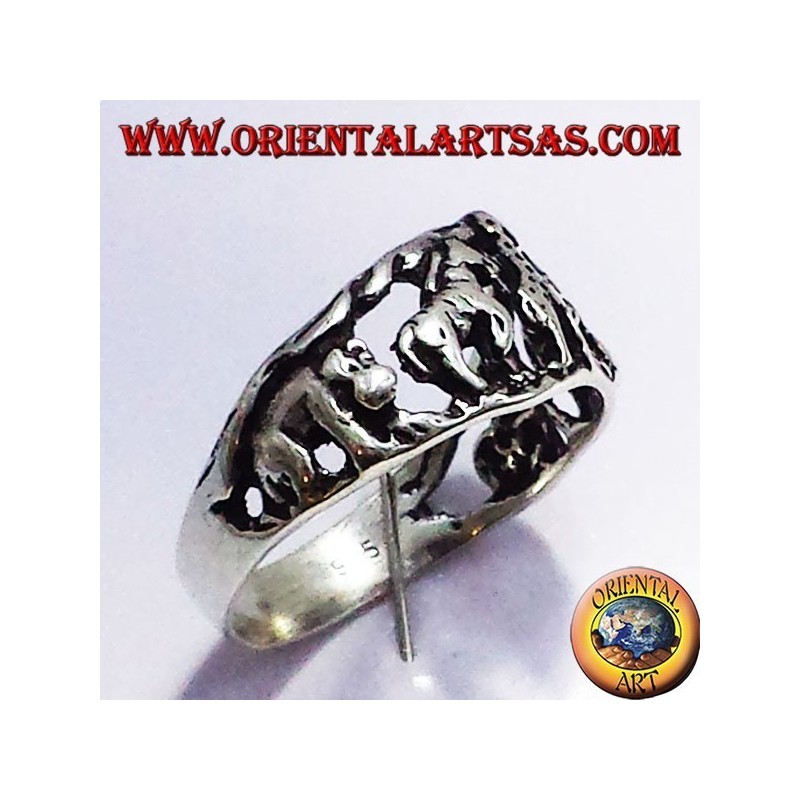 Bague en argent, les animaux de la savane africaine