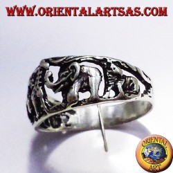 Bague en argent, les animaux de la savane africaine