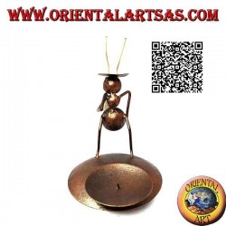 Wrought iron candle holder, peasant ant with a hoe on his shoulders