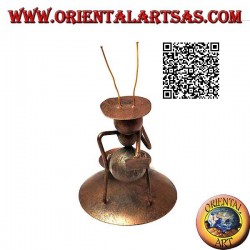 Wrought iron candle holder, peasant ant with a hoe on his shoulders