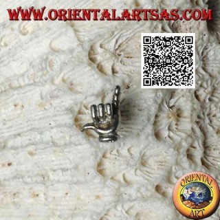 Mini silver earring, the sign of the Shaka (greeting of the surfers)