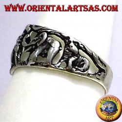 Bague en argent, les animaux de la savane africaine