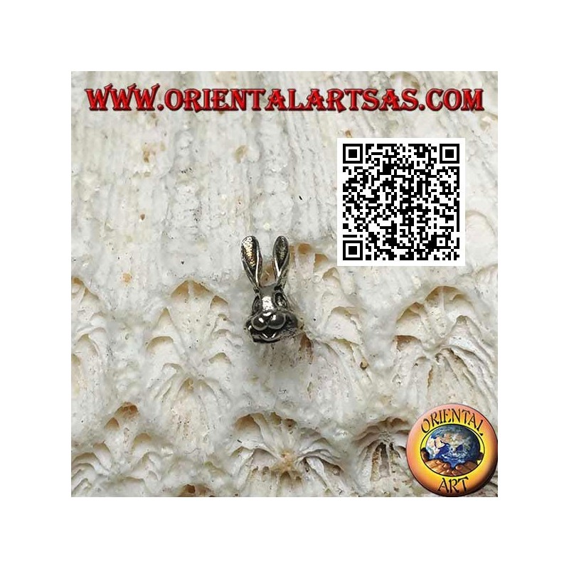 Mini pendiente de plata, la cara del conejo (conejo Roger)