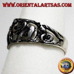 Bague en argent, les animaux de la savane africaine