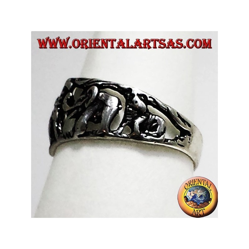 Silver ring, animals of the African Savannah