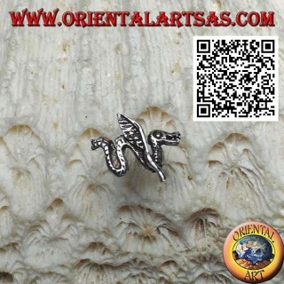 Mini silberner Ohrring, die geflügelte Seeschlange