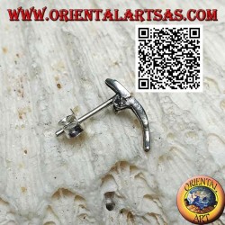 Mini silver earring, the dolphin with green agate on the back