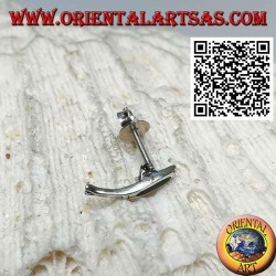 Mini silberner Ohrring, der Delphin mit grünem Achat auf dem Rücken