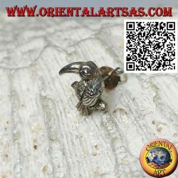 Mini boucle d'oreille en argent, le perroquet