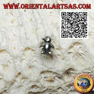 Boucle d'oreille mini argent, le pingouin