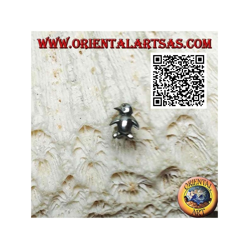 Mini orecchino d'argento, il pinguino