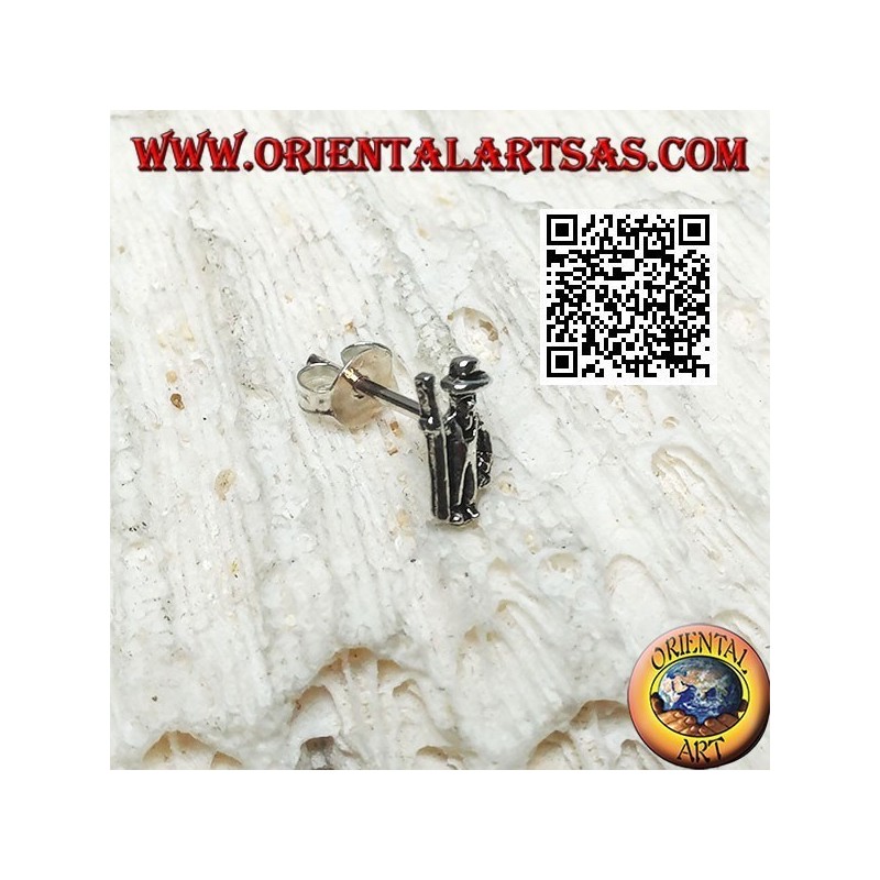 Mini silver earring, the shepherd with the stick