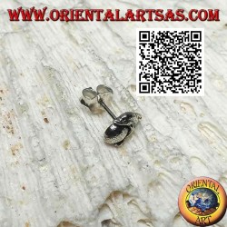 Boucle d'oreille mini argent, le dauphin sur la balle (b)