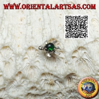 Mini orecchino in argento, la tartaruga marina con il guscio verde