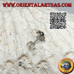 Mini boucle d'oreille en argent, la tortue de mer à la carapace verte