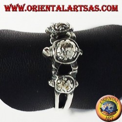 Anello tre tartaruga in argento