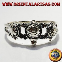 anillo de plata de tres tortugas