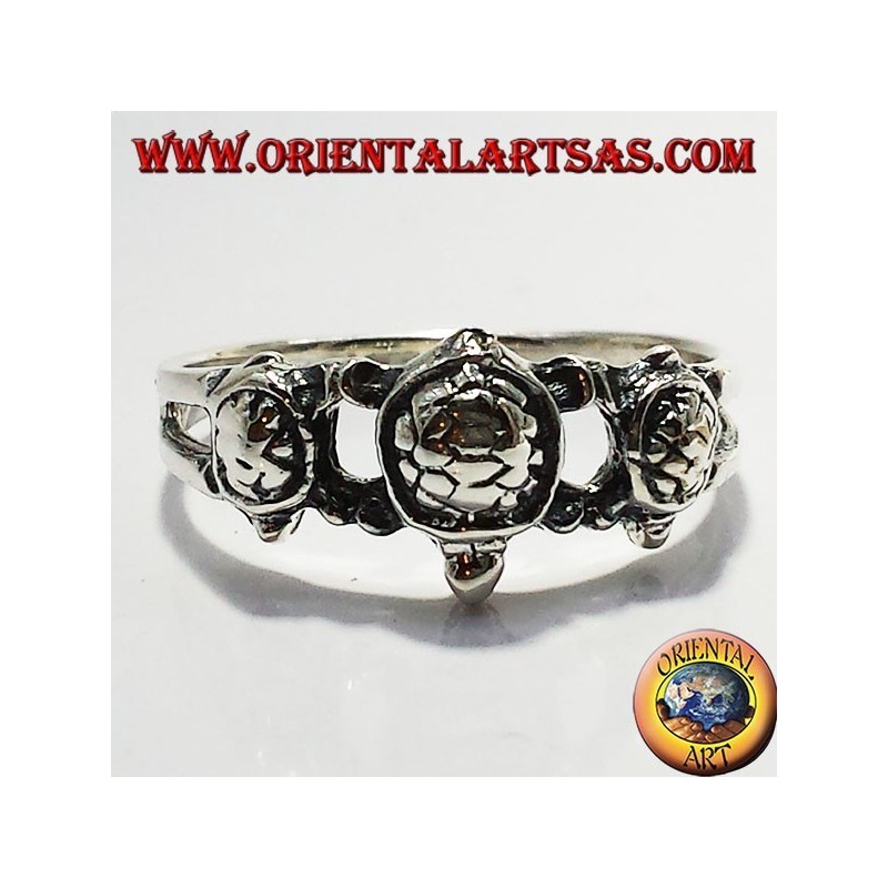 Bague en argent trois tortues