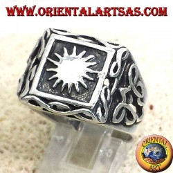 silver ring with sun