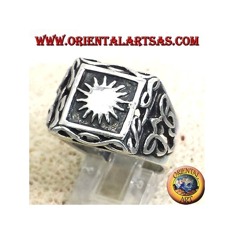 silver ring with sun