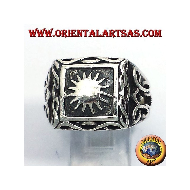 silver ring with sun