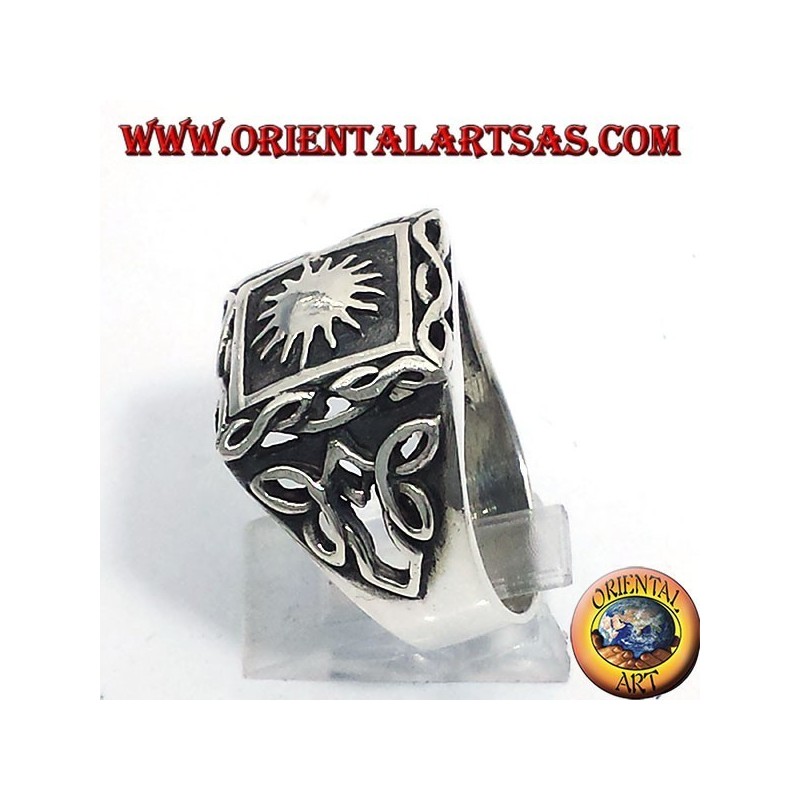 silver ring with sun