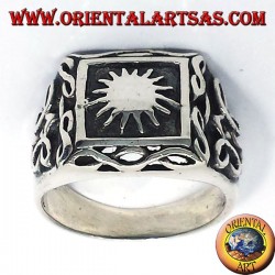silver ring with sun