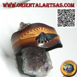 Brazalete rígido ajustable con cuero gofrado bicolor