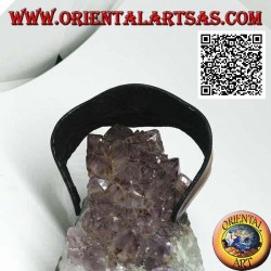 Brazalete rígido ajustable con cuero gofrado bicolor