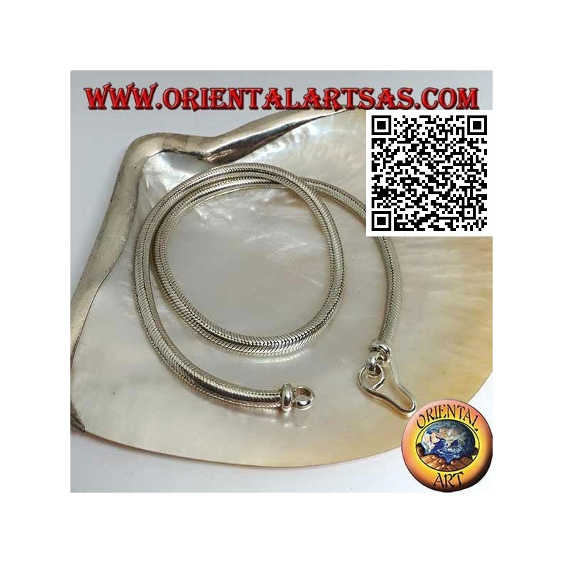 Collar de eslabones de serpiente de plata de 700 ‰, gargantilla de 42 cm x 4,5 mm