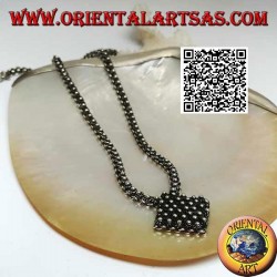 925 ‰ silver chain necklace studded with small flowers with central rhombus of 45 cm