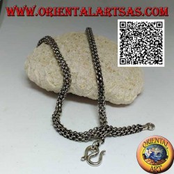 925 ‰ silver necklace with square section of intertwining rings, 41 cm x 4 mm choker