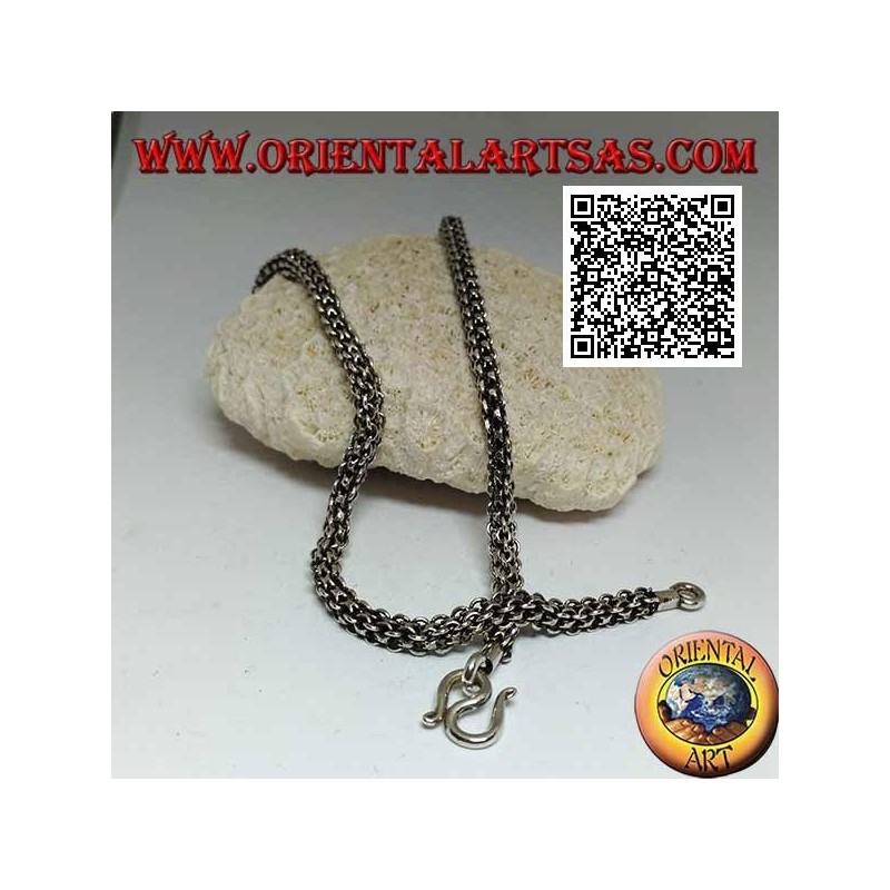 Collar de plata 925 ‰ con sección cuadrada de anillos entrelazados, gargantilla de 41 cm x 4 mm