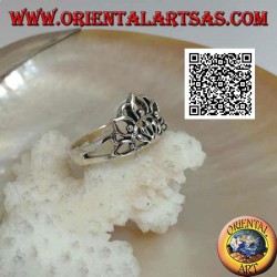 Lotus flower silver ring with half sun in the center (symbol of purity and rebirth)