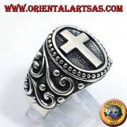 anillo de cruz en plata