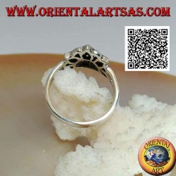 Bague en argent fleur de lotus avec demi-soleil au centre (symbole de pureté et de renaissance)
