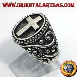 anillo de cruz en plata