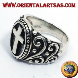 anillo de cruz en plata