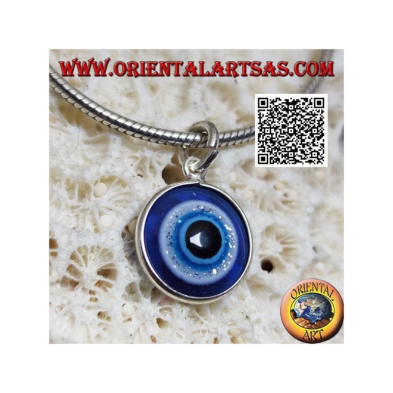 Silver pendant, the eye of Allah (amulet against evil eye and bad luck)