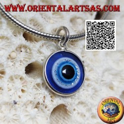 Pendentif en argent, l'oeil d'Allah (amulette contre le mauvais œil et la malchance)