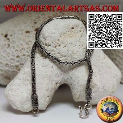 Borobudur (Byzantine link) 925 ‰ silver necklace measuring 41.5 cm x 3 mm